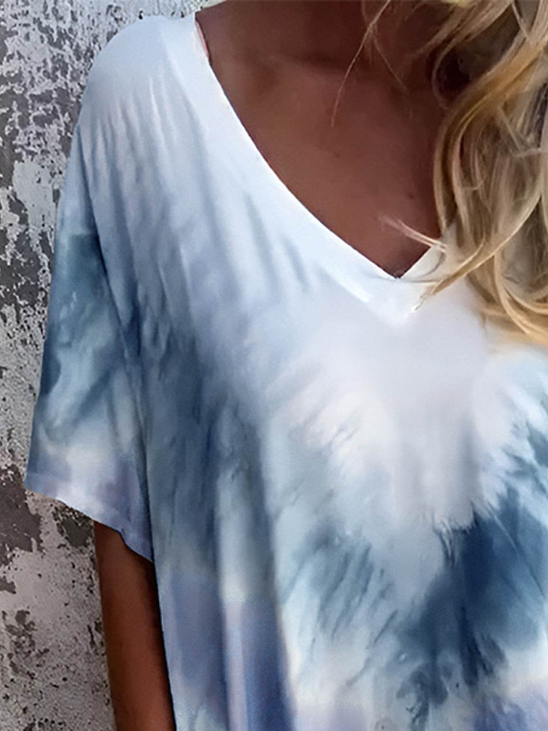 Full Size Pocketed Tie-Dye Short Sleeve Dress - Delanoir