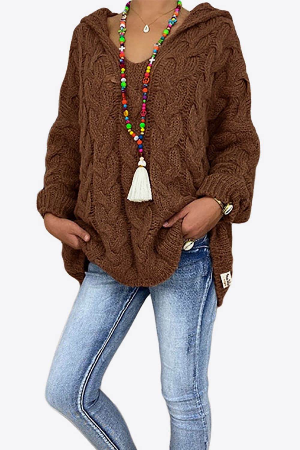 Cable-Knit Hooded Sweater - Delanoir