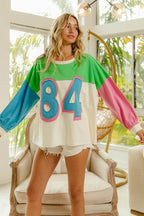 BiBi Color Block Patched Long Sleeve Top - Delanoir