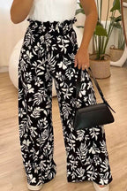 Full Size Printed High Waist Wide Leg Pants - Delanoir