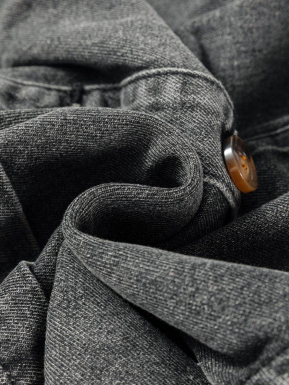 Wide Strap Button Down Denim Overall Dress - Delanoir