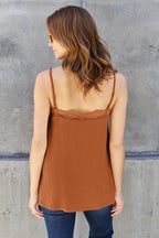 Basic Bae Full Size Lace Trim V-Neck Cami - Delanoir