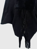 Open Front Fringe Hem Poncho - Delanoir