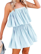 Ruched Spaghetti Strap Romper - Delanoir