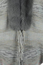 Open Front Fringe Hem Poncho - Delanoir