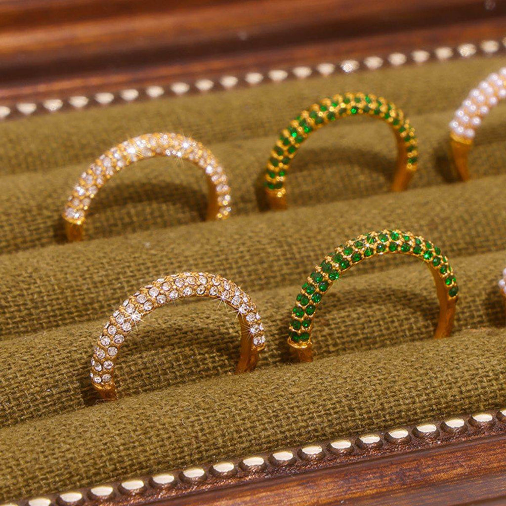 18K Gold-Plated Inlaid Zircon Ring - Delanoir