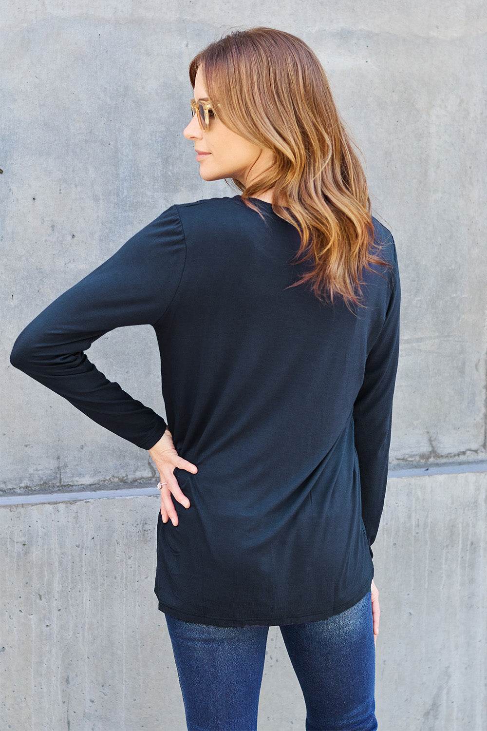 Basic Bae Full Size Round Neck Long Sleeve Top - Delanoir