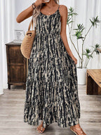 Printed Scoop Neck Maxi Cami Dress - Delanoir