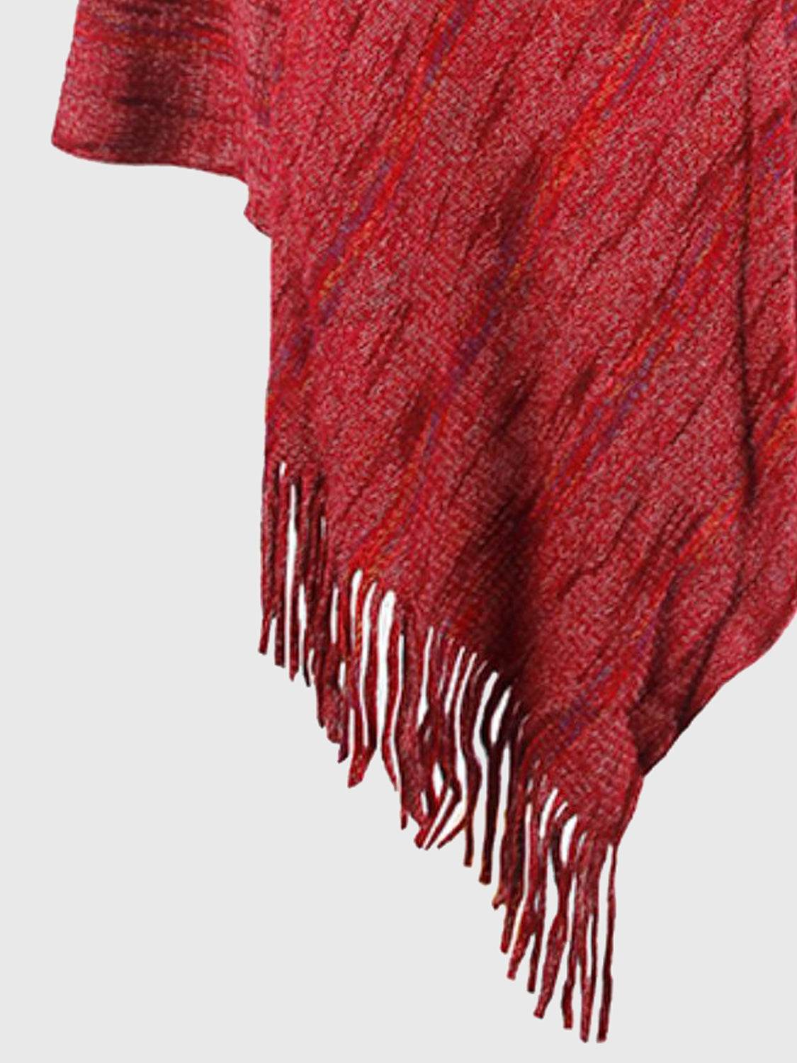 Fringe Hem Hooded Poncho - Delanoir