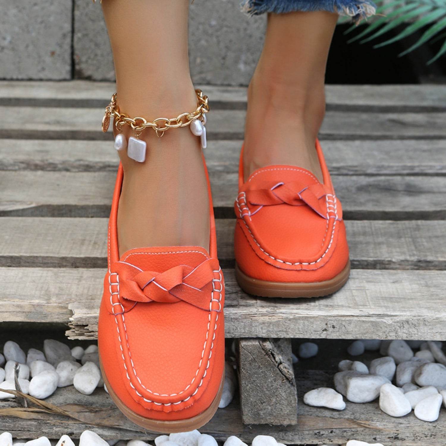 Weave Wedge Heeled Loafers - Delanoir