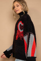 POL Turtleneck Color Block Fringe Detail Sweater - Delanoir