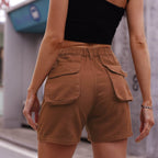 Buttoned Cargo Denim Shorts - Delanoir