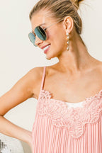 BiBi Front Lace Detailed Pleated Chiffon Cami - Delanoir