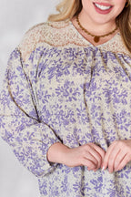 Hailey & Co Full Size Lace Detail Printed Blouse - Delanoir