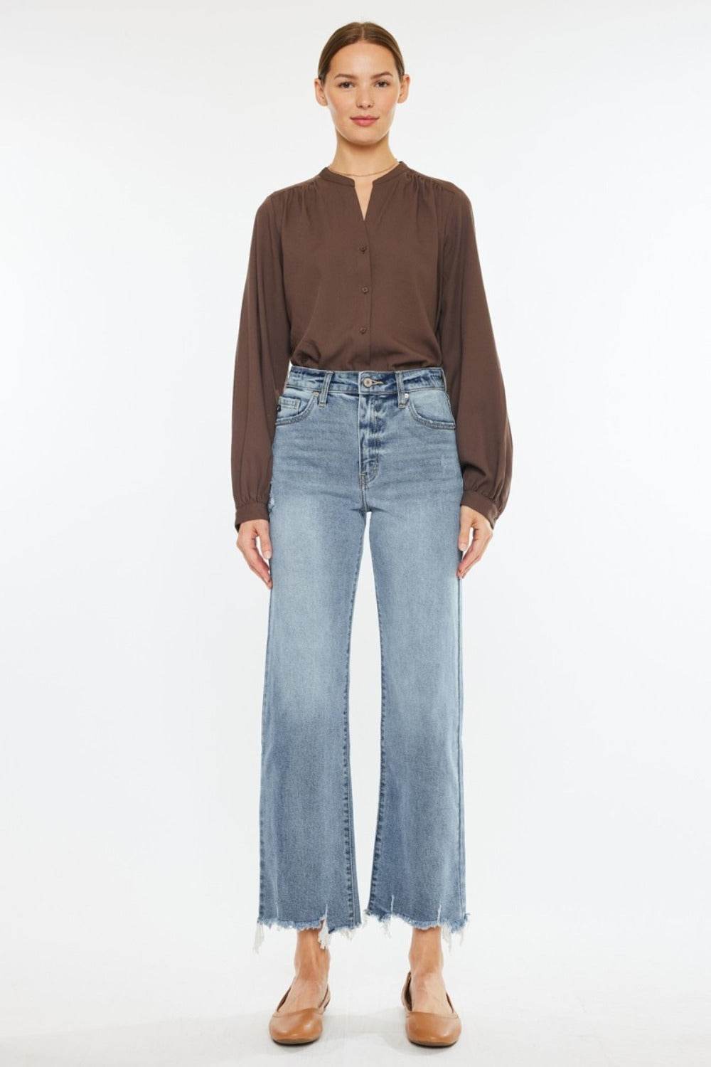 Kancan High Rise Slim Wide Leg Jeans - Delanoir