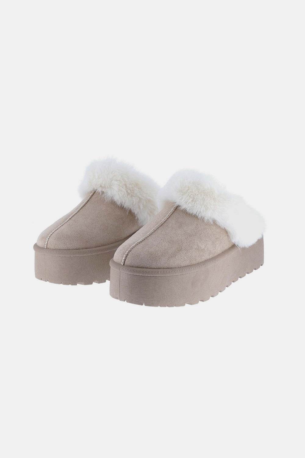 Weeboo Thick Bottom Fur Trim Snow Slippers - Delanoir
