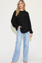 Basic Bae Full Size Ribbed Round Neck Long Sleeve T-Shirt - Delanoir