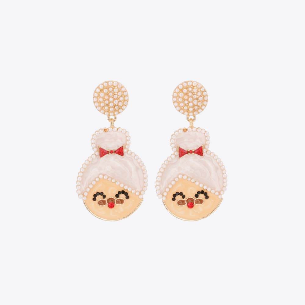 Rhinestone Alloy Mrs. Claus Earrings - Delanoir