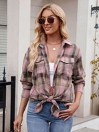 Mandy Plaid Button Up Long Sleeve Shirt - Delanoir
