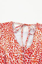 Slit Tied Printed Round Neck Mini Dress - Delanoir