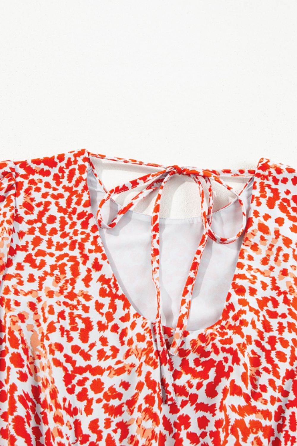 Slit Tied Printed Round Neck Mini Dress - Delanoir