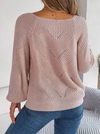 Openwork Buttoned Square Neck Sweater - Delanoir