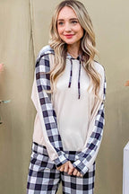 And The Why Drawstring Hooded Top and Plaid Pants Lounge Set - Delanoir