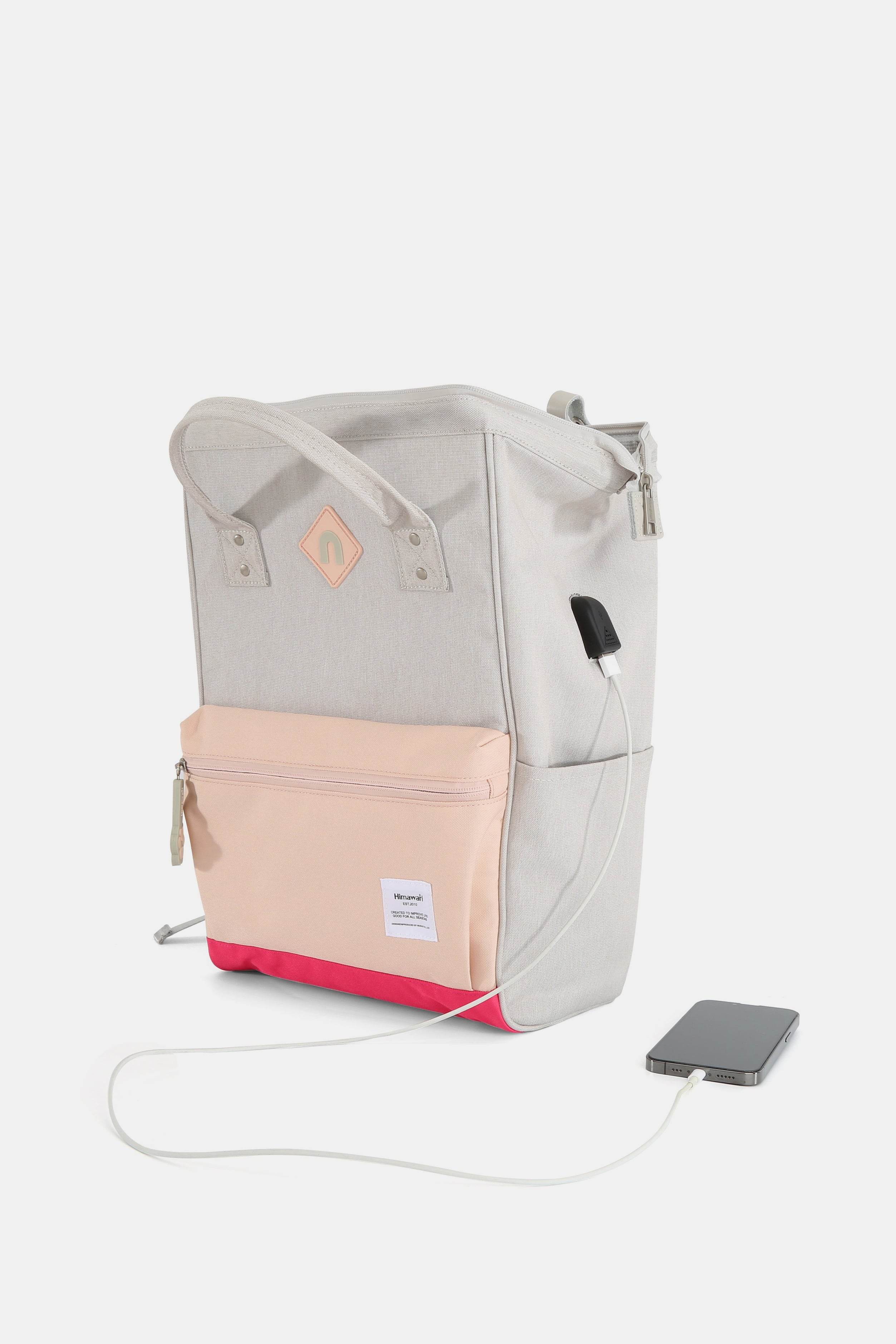 Himawari Contrast Waterproof Backpack Bag with External USB Port - Delanoir