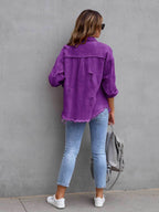 Distressed Drop Shoulder Denim Jacket - Delanoir