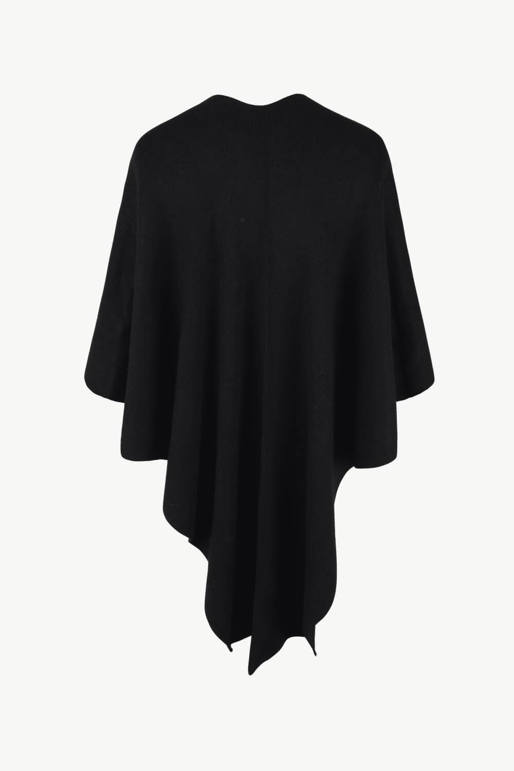 Surplice Neck Pom-Pom Trim Poncho - Delanoir