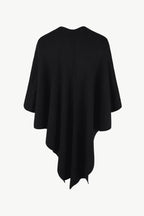 Surplice Neck Pom-Pom Trim Poncho - Delanoir