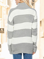 Striped Turtleneck Long Sleeve Sweater - Delanoir