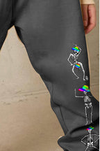 Simply Love Full Size SKELETON Graphic Sweatpants - Delanoir