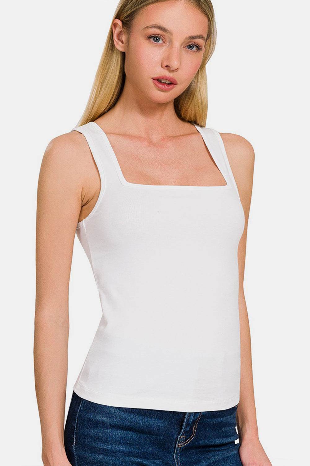 Zenana Square Neck Cropped Tank - Delanoir