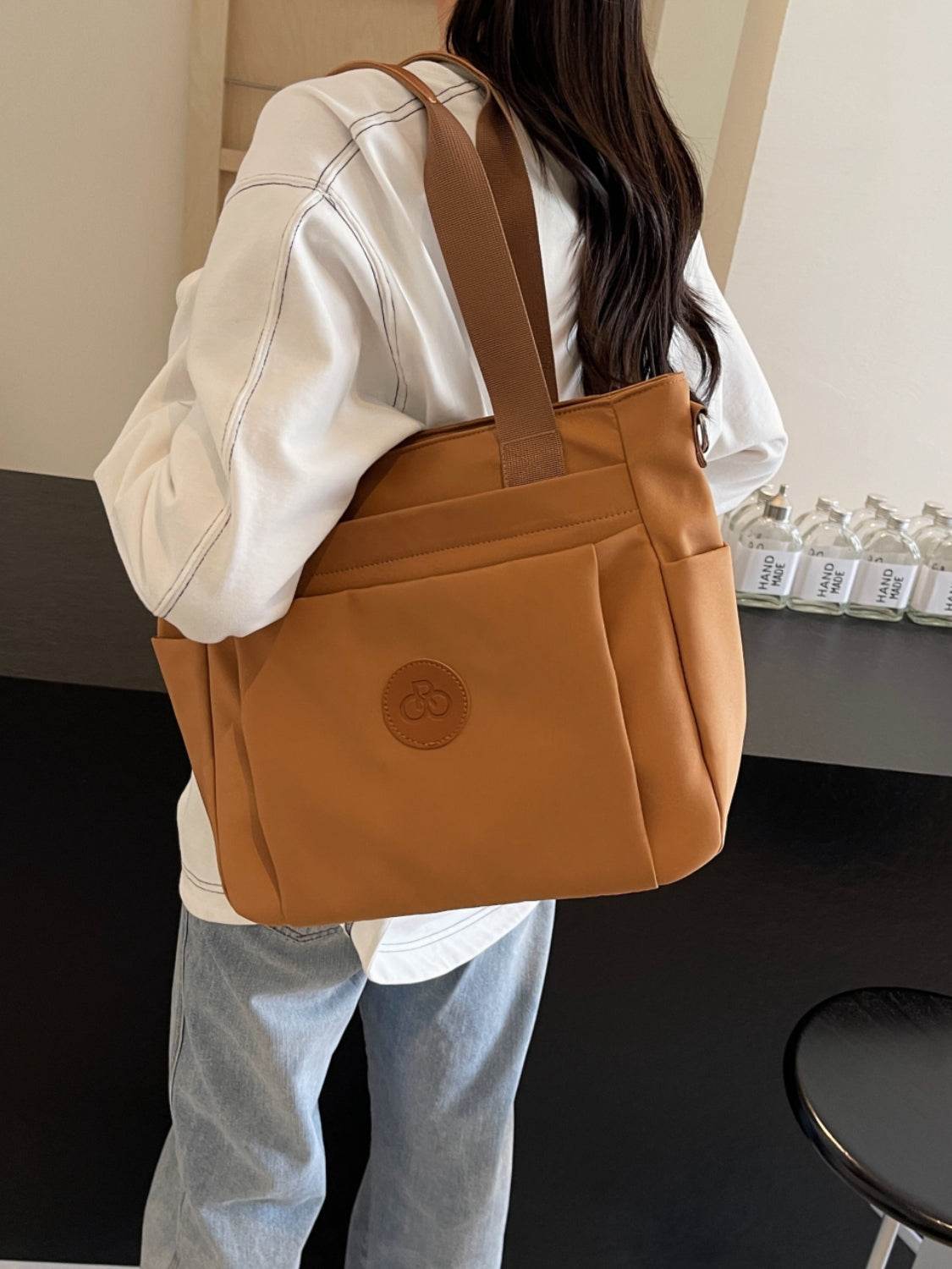 Nylon Solid Color Tote Bag - Delanoir