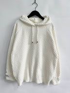 Drawstring Long Sleeve Hooded Sweater - Delanoir