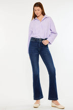 Kancan High Rise Double Waistband Flare Jeans - Delanoir