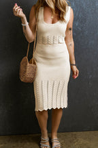 Scoop Neck Wide Strap Knit Dress - Delanoir