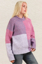 VERY J Color Block Mock Neck Drop Shoulder Sweater - Delanoir