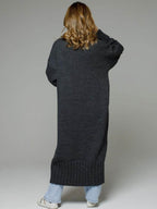 Pocketed Open Front Dropped Shoulder Cardigan - Delanoir
