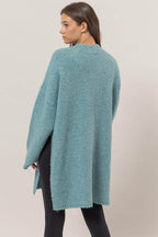 HYFVE Front Rosette Longline Slit Sweater Cardigan - Delanoir