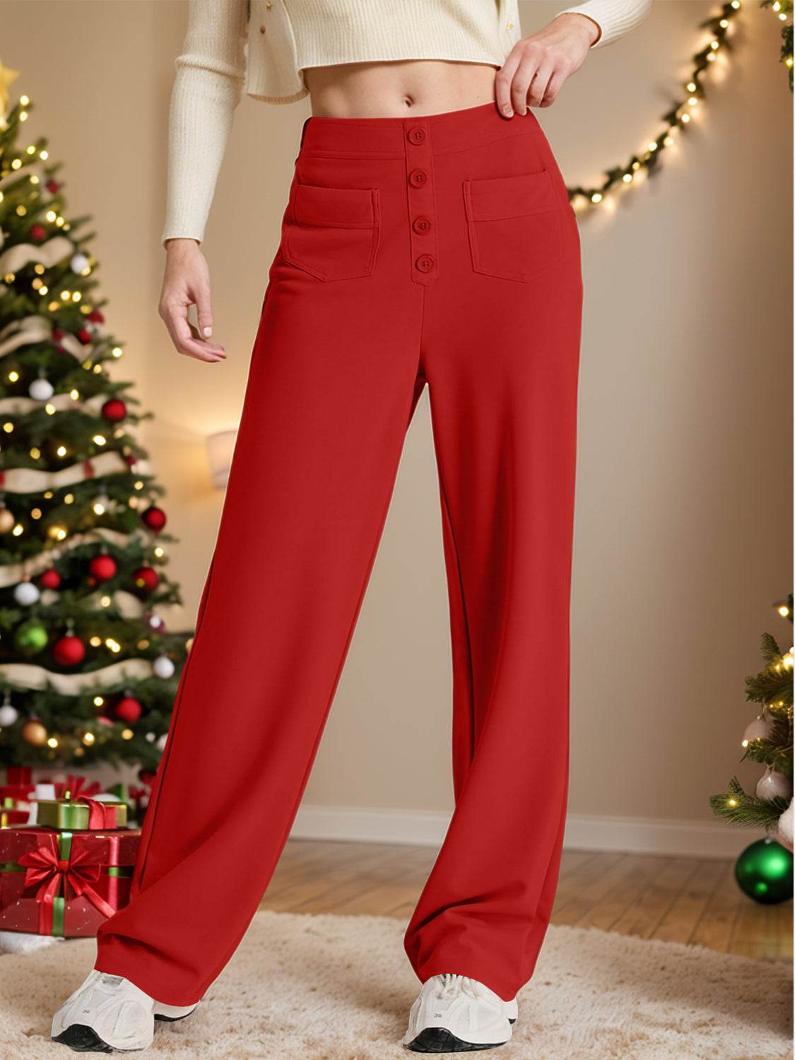 High Waist Wide Leg Pants - Delanoir