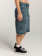 Mid-Rise Waist Denim Shorts with Pockets - Delanoir