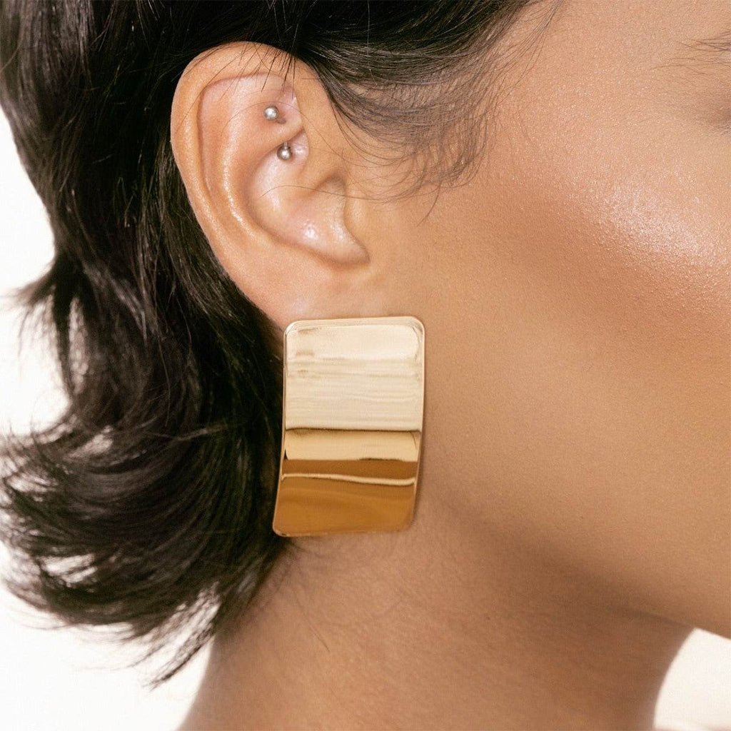 Stainless Steel Rectangle Earring - Delanoir