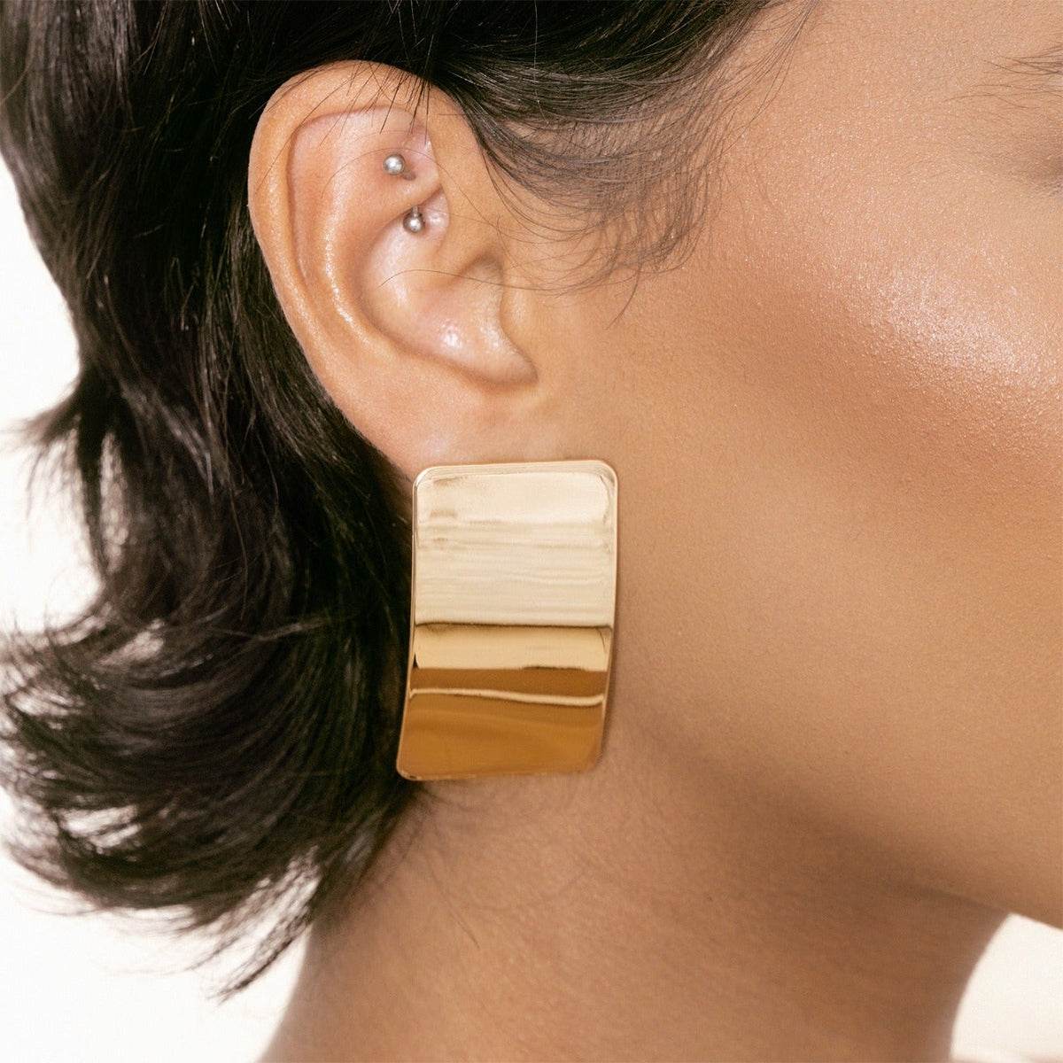 Stainless Steel Rectangle Earring - Delanoir
