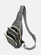 PU Leather Adjustable Strap Crossbody Bag - Delanoir