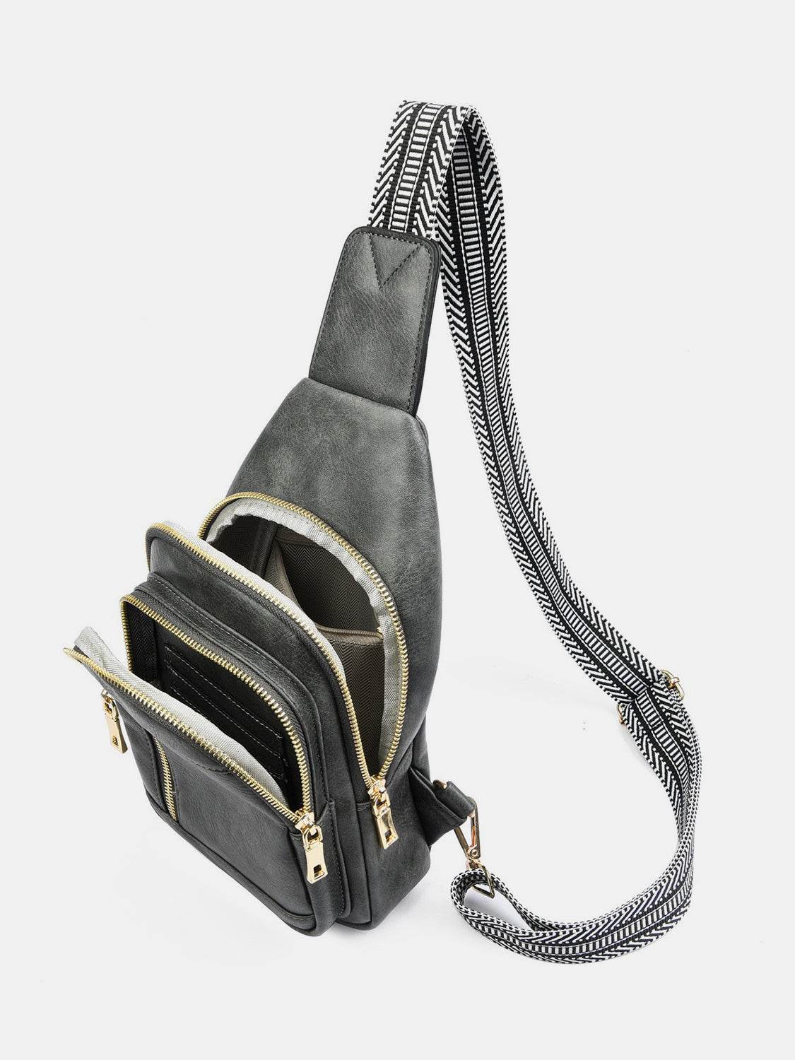 PU Leather Adjustable Strap Crossbody Bag - Delanoir