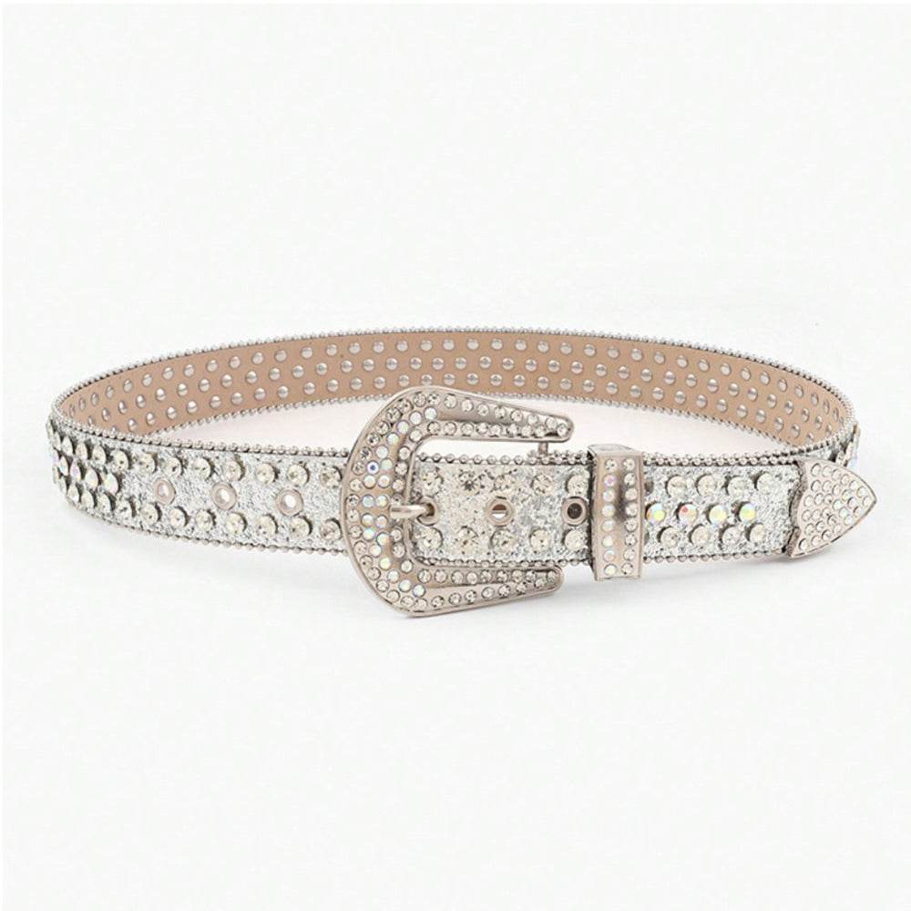 PU Leather Rhinestone Belt - Delanoir