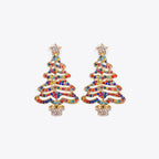 Rhinestone Alloy Christmas Tree Earrings - Delanoir