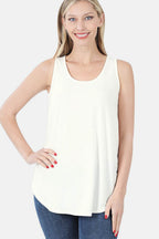 Zenana Round Neck Curved Hem Tank - Delanoir